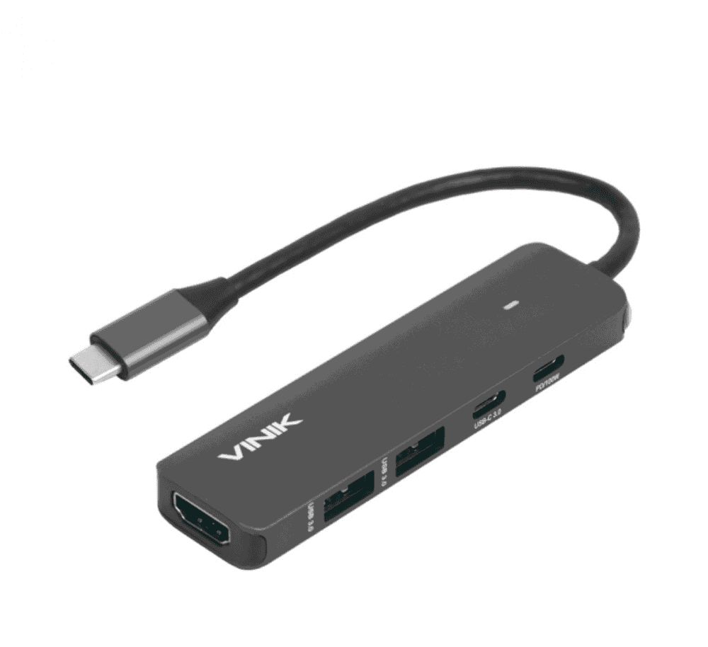 Hub USB Vinik Tipo C 5 em 1 - 2X USB 3.0 + HDMI 4K + Tipo C PD 100W + Tipo C DT - HV51C