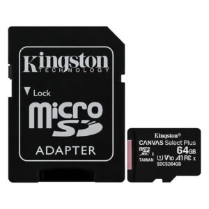 Cartão de Memória Kingston 64GB Micro SDXC CanvasSelect Plus + Adapt - SDCS3/64GB