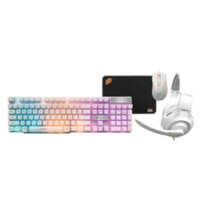 Kit Bluecase Gamer Play 4 em 1 Teclado Headset Mouse Mousepad Led Rainbow Branco - BGHPKM-01WBX