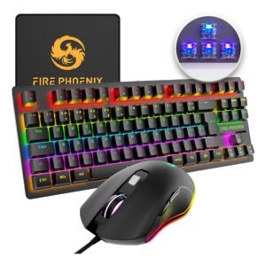 Kit Teclado e Mouse Mecânico PcYes MK50LR- GAMER USB SWITCH BLUE 4000 DPI